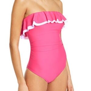 TOMMY Hilfiger Pink White Ruffle 1 Piece Swimsuit